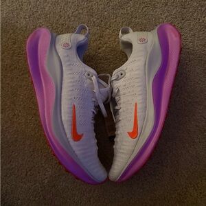 Nike Mens 8.5 or Womens 10 Sneakers White and Pink with Orange Swoosh